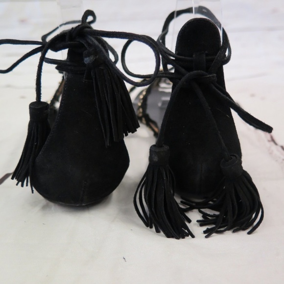 Aquazzura Sandal Tulum Black Studded Fringed Suede - Picture 5 of 8